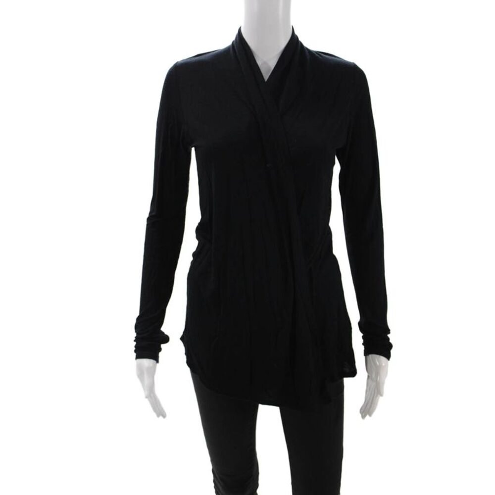 Enti Glamour Womens Basic Black Long Sleeve Top Size S